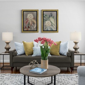 Conjunto de 2 cuadros de flores estilo con clásico con marco