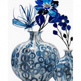 Blue Floral In Pots - Cuadrostock