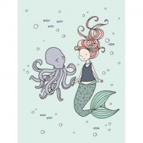 Mermaid And Octopus Buddies - Cuadrostock
