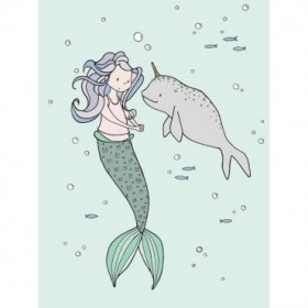 Mermaid And Narwhal Buddies - Cuadrostock