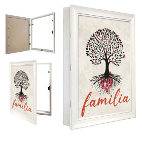 Tapa contador vertical con marco y cuadro "árbol y familia" - Cuadrostock