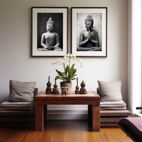 Juego de 2 cuadros de estilo zen con marco nogal - Cuadrostock