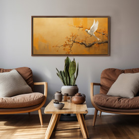 Cuadro decorativo con pájaro en rama disponible en varias medidas y marcos - Cuadrostock