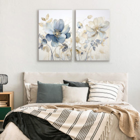Conjunto de 2 cuadros decorativos de flores en tonos suaves - Cuadrostock