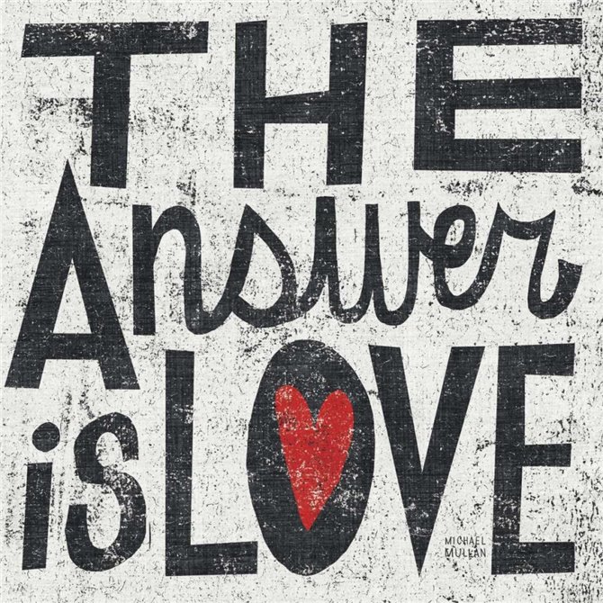 The Answer is Love Grunge Square - Cuadrostock
