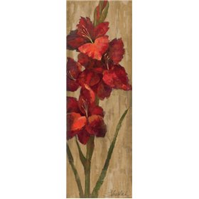 Vivid Red Gladiola on Gold - Cuadrostock