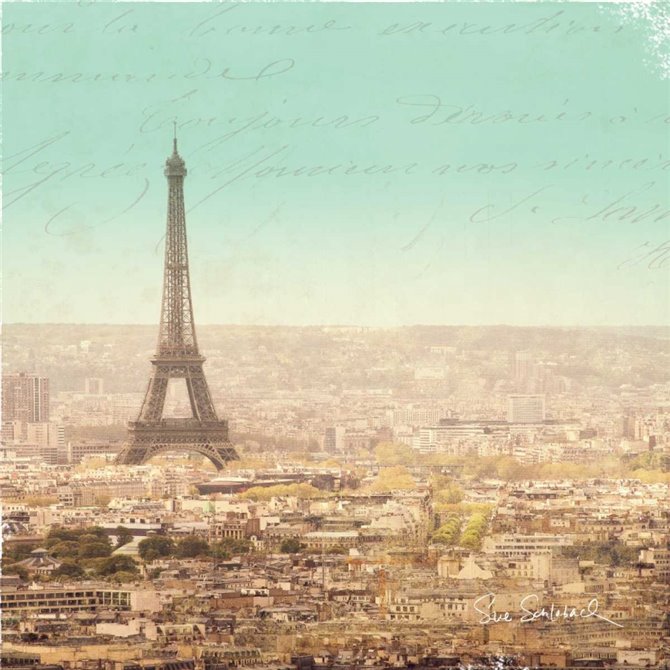Eiffel Landscape Letter Blue II - Cuadrostock