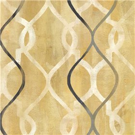 Abstract Waves Black-Gold Tiles II