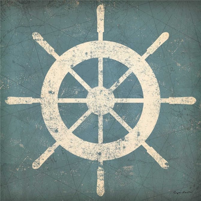 Nautical Shipwheel Blue - Cuadrostock
