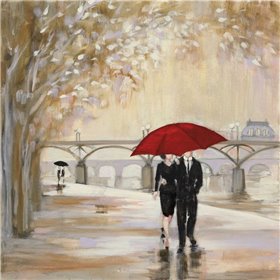 Romantic Paris III Red Umbrella - Cuadrostock