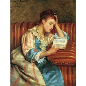 Mrs Duffee Seated On A Striped Sofa 1876 - Cuadrostock