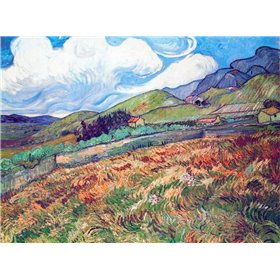 Oat Field With Mountains