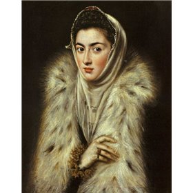 A Lady In A Fur Wrap - Cuadrostock