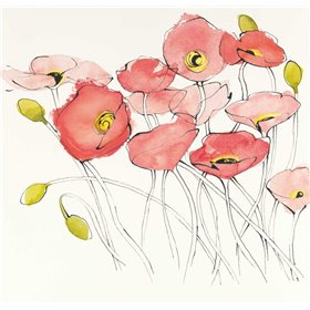 Black Line Poppies I Watercolor