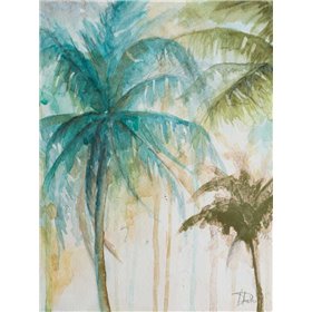 Watercolor Palms in Blue I