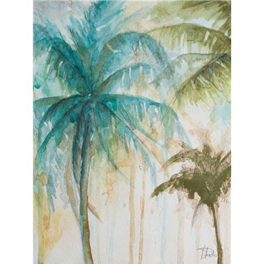 Watercolor Palms in Blue I