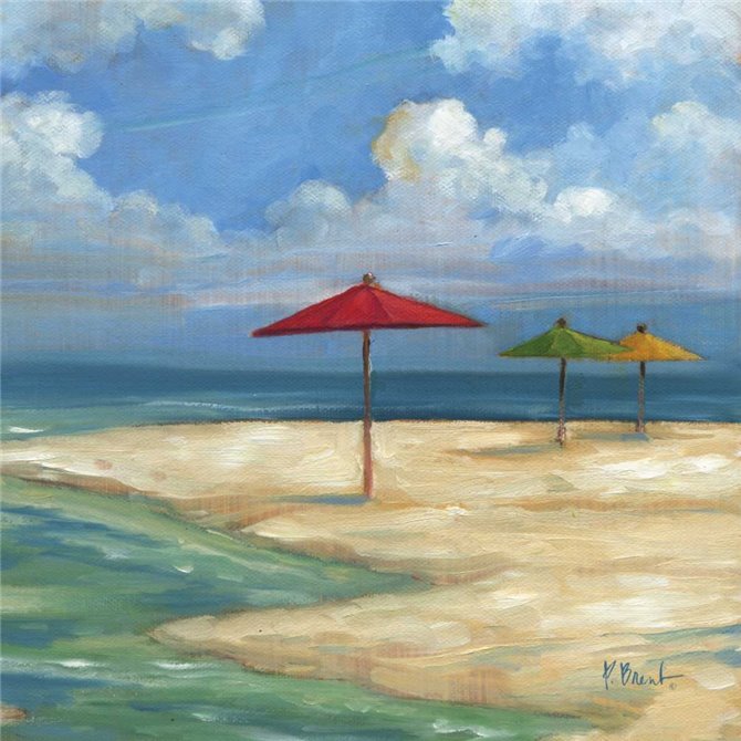 Umbrella Beachscape Sq. I - Cuadrostock