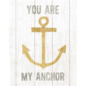 Beachscape III Anchor Quote Gold Neutral