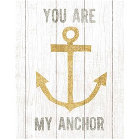 Beachscape III Anchor Quote Gold Neutral - Cuadrostock