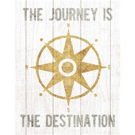 Beachscape IV Compass Quote Gold Neutral - Cuadrostock