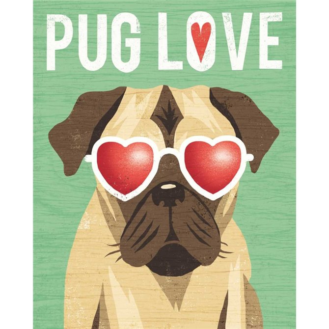 Beach Bums Pug I Love - Cuadrostock