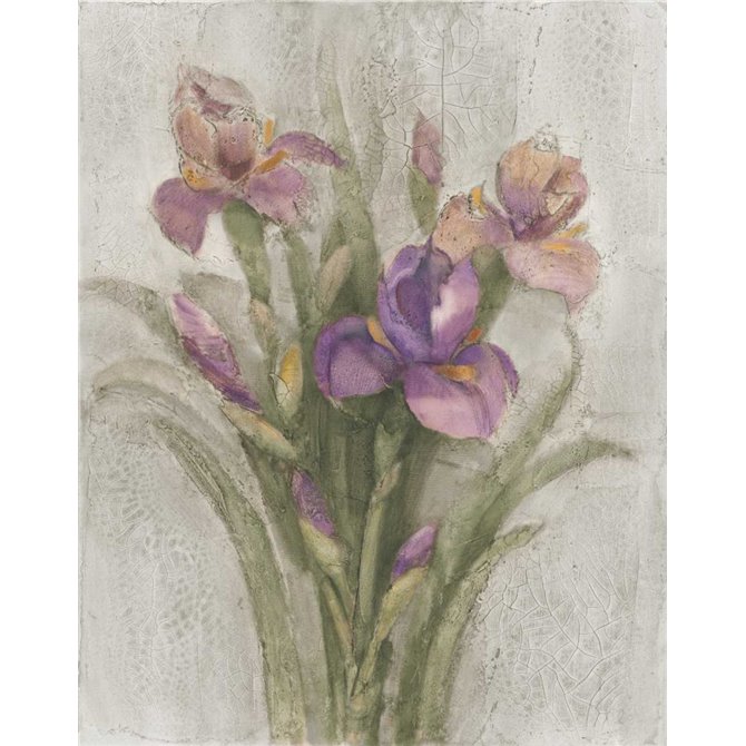 Cuadro para dormitorio - Purple Iris Garden on Grey - Cuadrostock