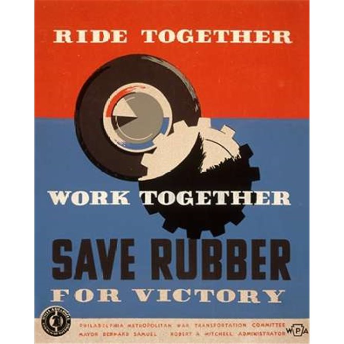 Ride together - work together - save rubber for victory - Cuadrostock