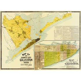 Map of the county and city of Galveston, Texas, 1891 - Cuadrostock