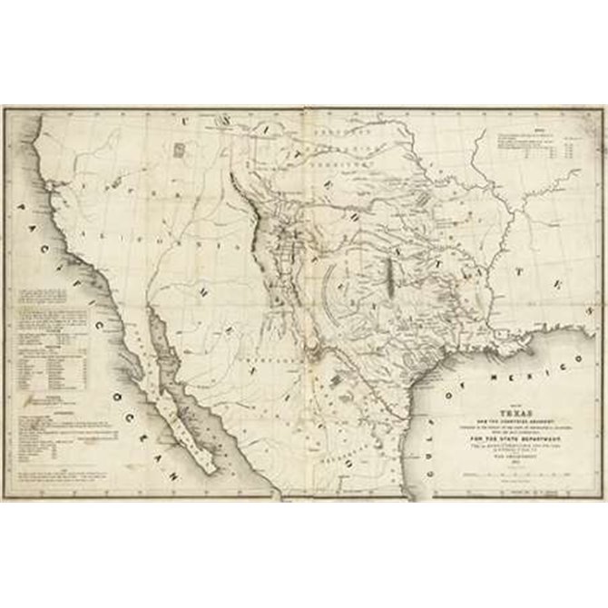 Map of Texas and the countries adjacent, 1844 - Cuadrostock