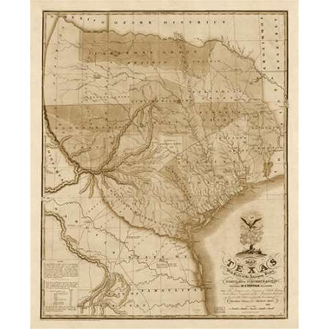 Map of Texas with parts of the adjoining states, 1837 - Decorative Sepia