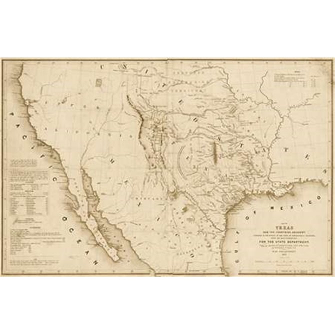 Map of Texas and the countries adjacent, 1844 - Decorative Sepia - Cuadrostock