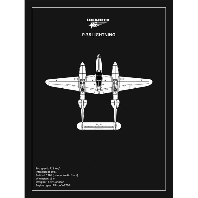 BP Lockheed P38 Lightning Black  - Cuadrostock
