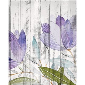 Purple Floral on Wood 1