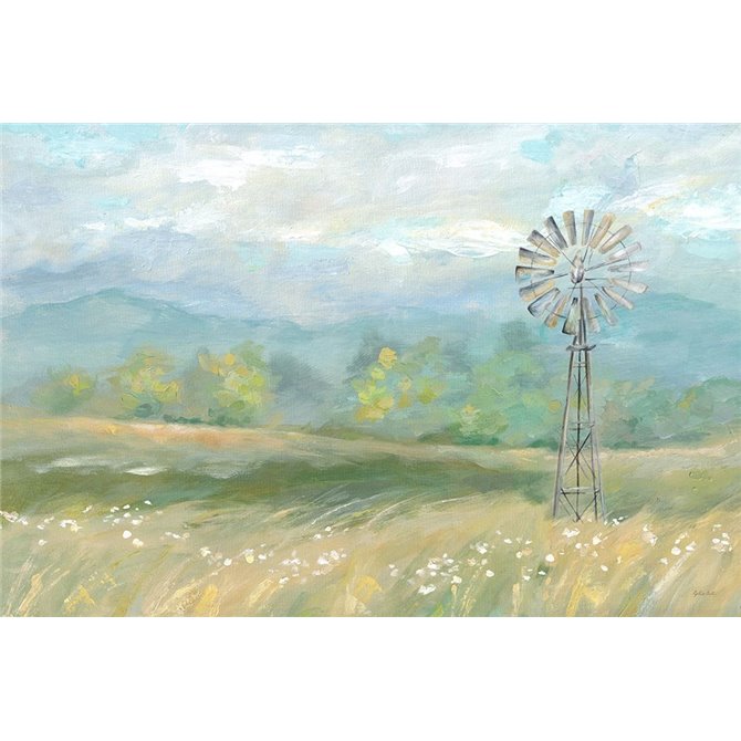 Country Meadow Windmill Landscape - Cuadrostock