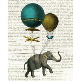 Elephant Ride I v2 Newsprint