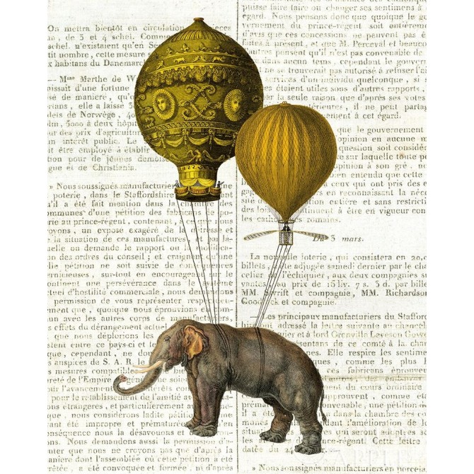 Elephant Ride II v2 Newsprint - Cuadrostock