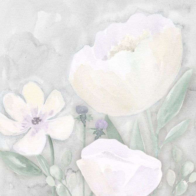 Peaceful Repose Floral on Gray II - Cuadrostock