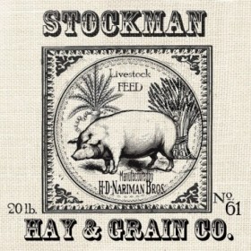 Cuadro para dormitorio - Farmhouse Grain Sack Label Pig - Cuadrostock