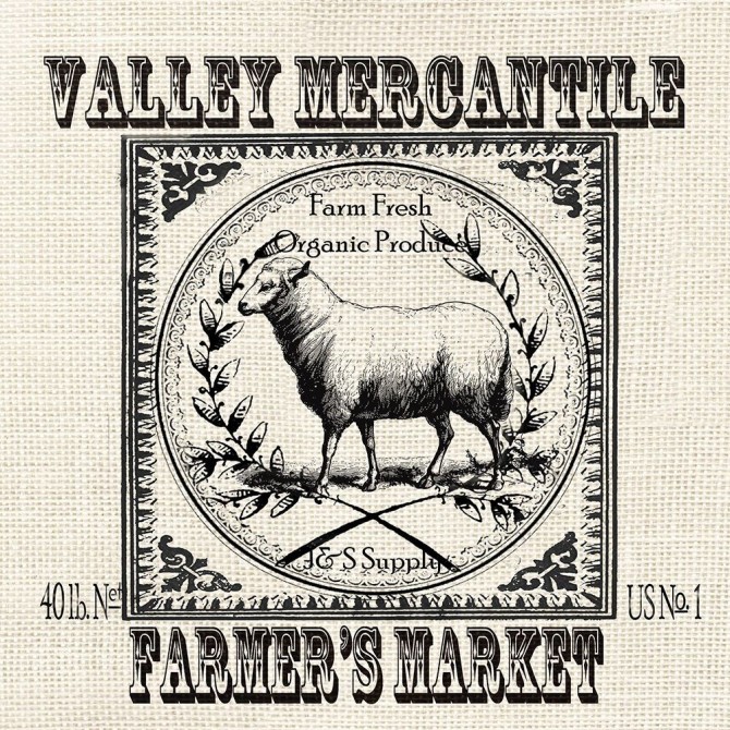 Farmhouse Grain Sack Label Sheep
