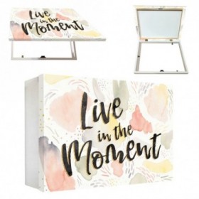 Cuadro Tapa contador luz horizontal cajón blanco "Live in the moment"
