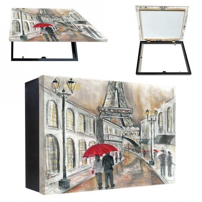 Tapa contador luz horizontal cajón negro paisaje París - Cuadrostock