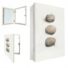 Tapa contador vertical cajón blanco con cuadro piedras