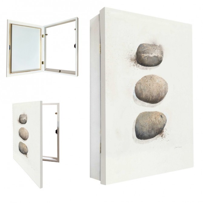 Tapa contador vertical cajón blanco con cuadro piedras - Cuadrostock