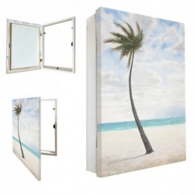 Tapa contador luz vertical blanco con cuadro de una playa