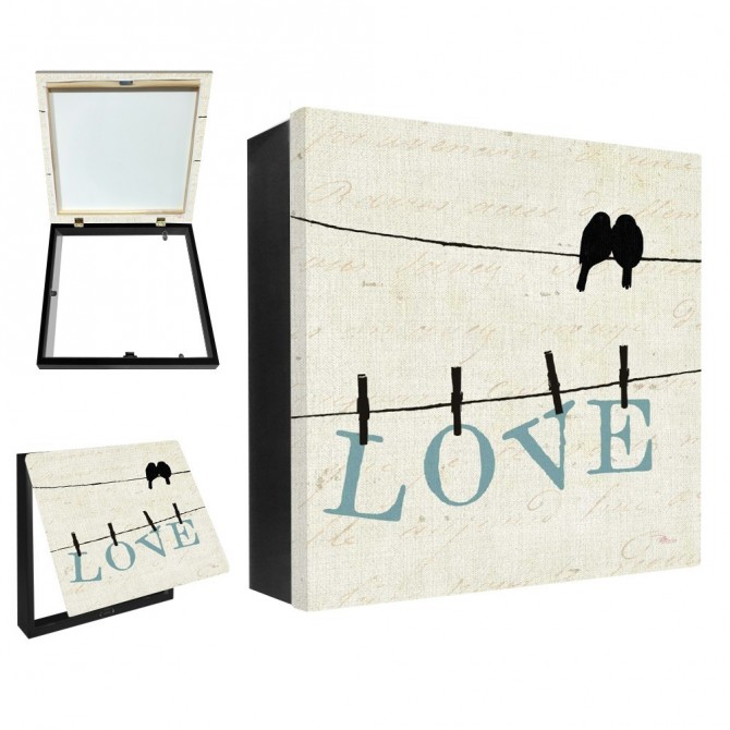 Tapa contador luz cuadrado decorativo con pájaros y LOVE