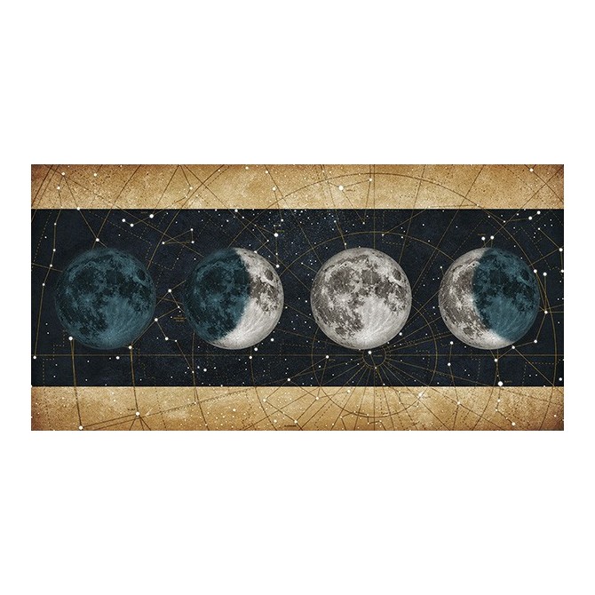 MFZ-0026 Cuadro Fases de la Luna NOCHE con barras DORADO - Cuadrostock