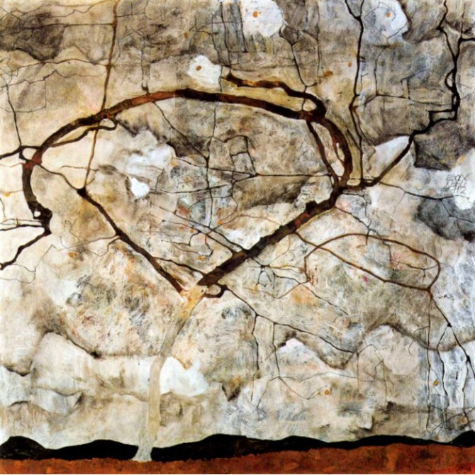 Autumn tree in the wind Schiele