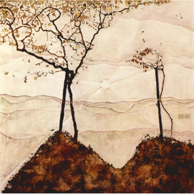 Autumn sun and trees by Schiele