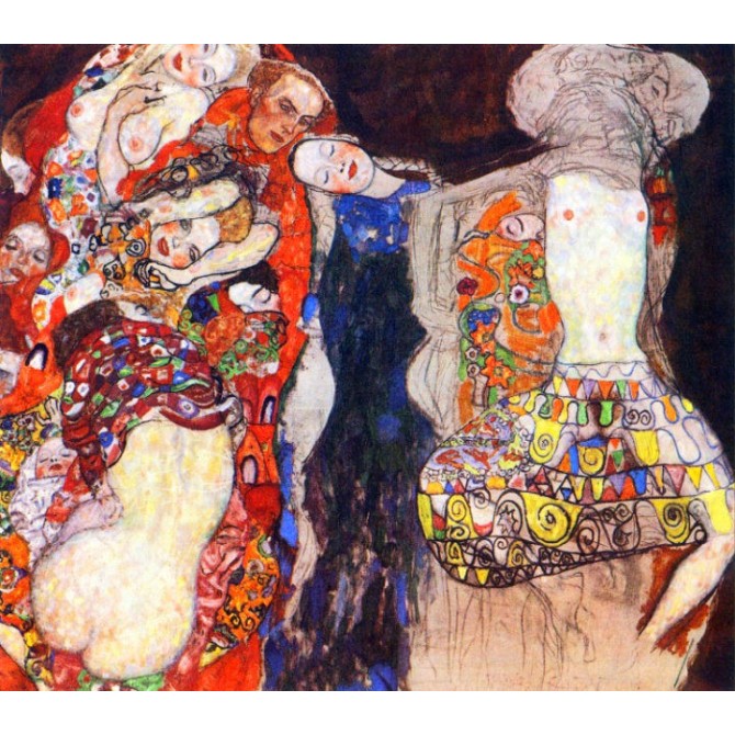 Adorn the bride with veil and wreath by Klimt