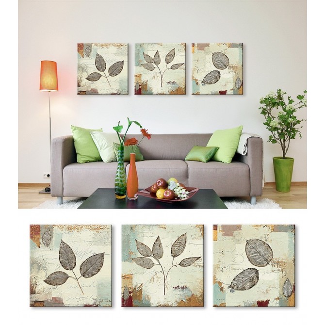 Juego de 3 cuadros decorativos de hojas- Silver Leaves II - Silver Leaves III - Silver Leaves IV